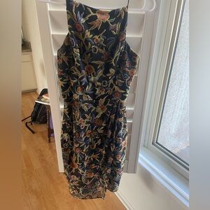 Reformation Velvet Floral Sheath Square Neck Cocktail Dress